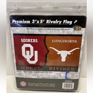 NCAA Oklahoma - Texas 3-by-5 Foot House Divided Rivalry Flag w/ Grommets.new A1